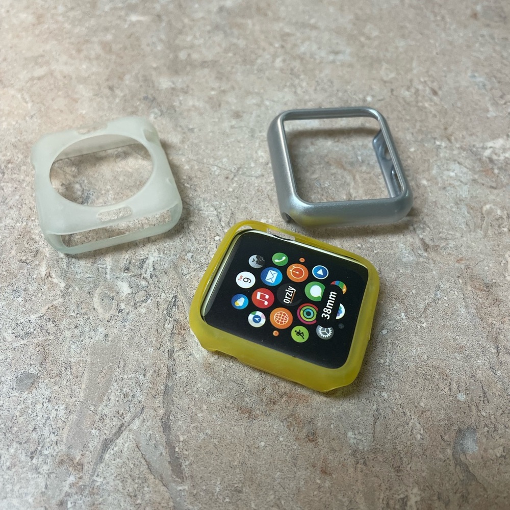 Bundle of 3 Silicone and Plastic Smart Watch Face Cases, 38 mm Face